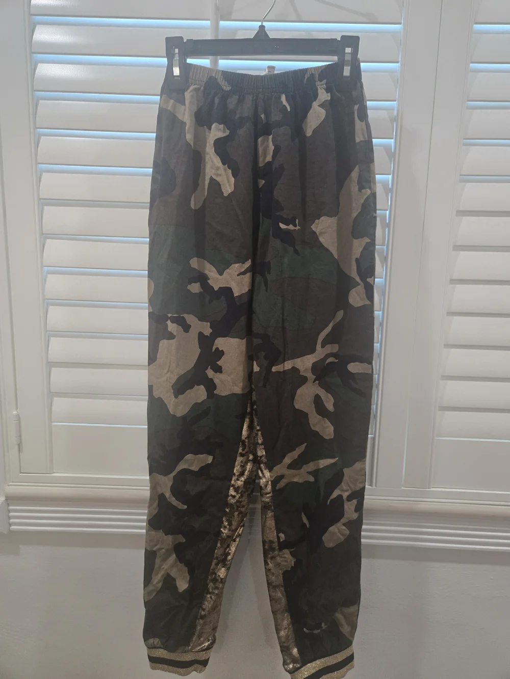 Halloween Costume -Gold Sequin Velvet Crop Top and Camo Jogger Set